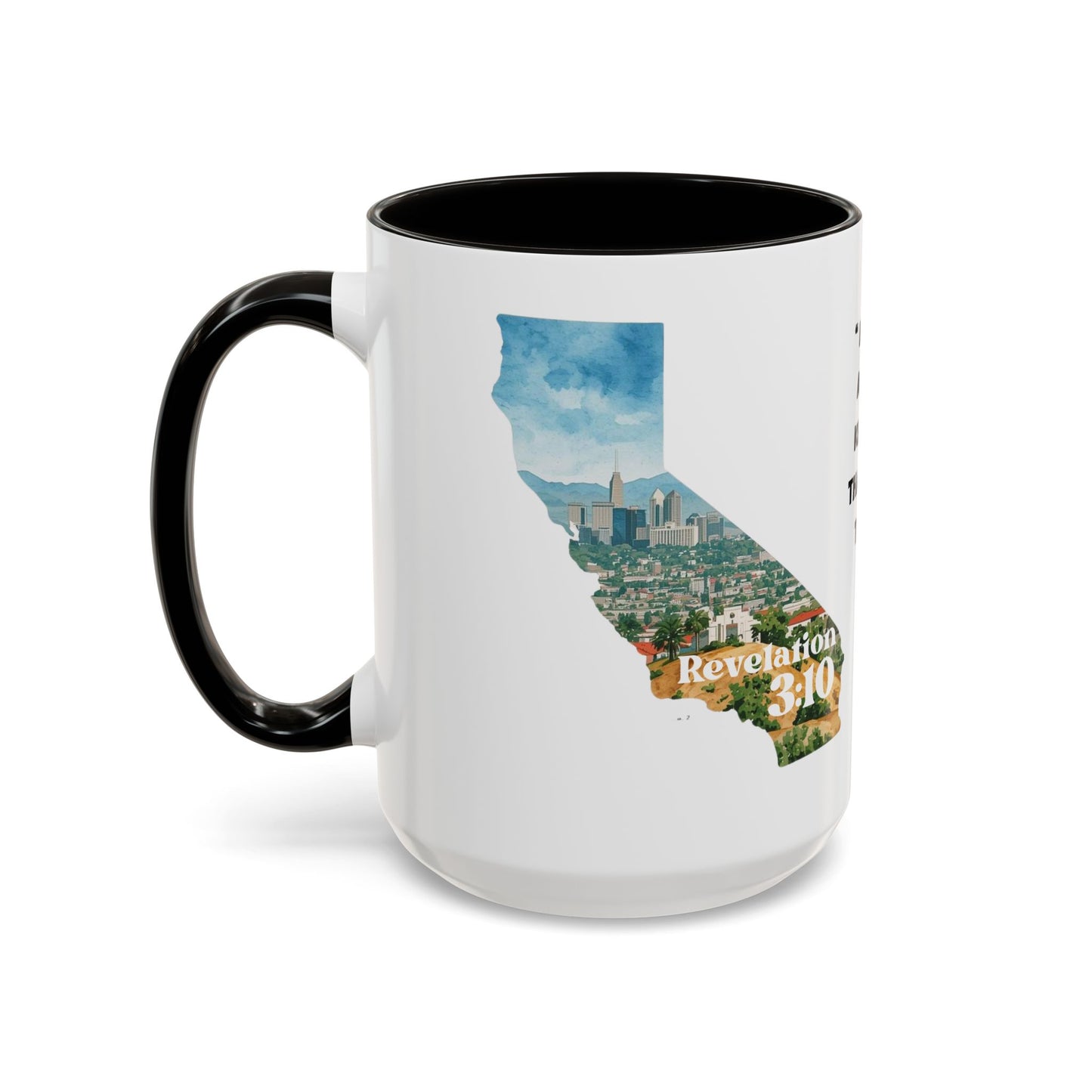 Los Angeles CA Area Code Mug, Revelation 3:10