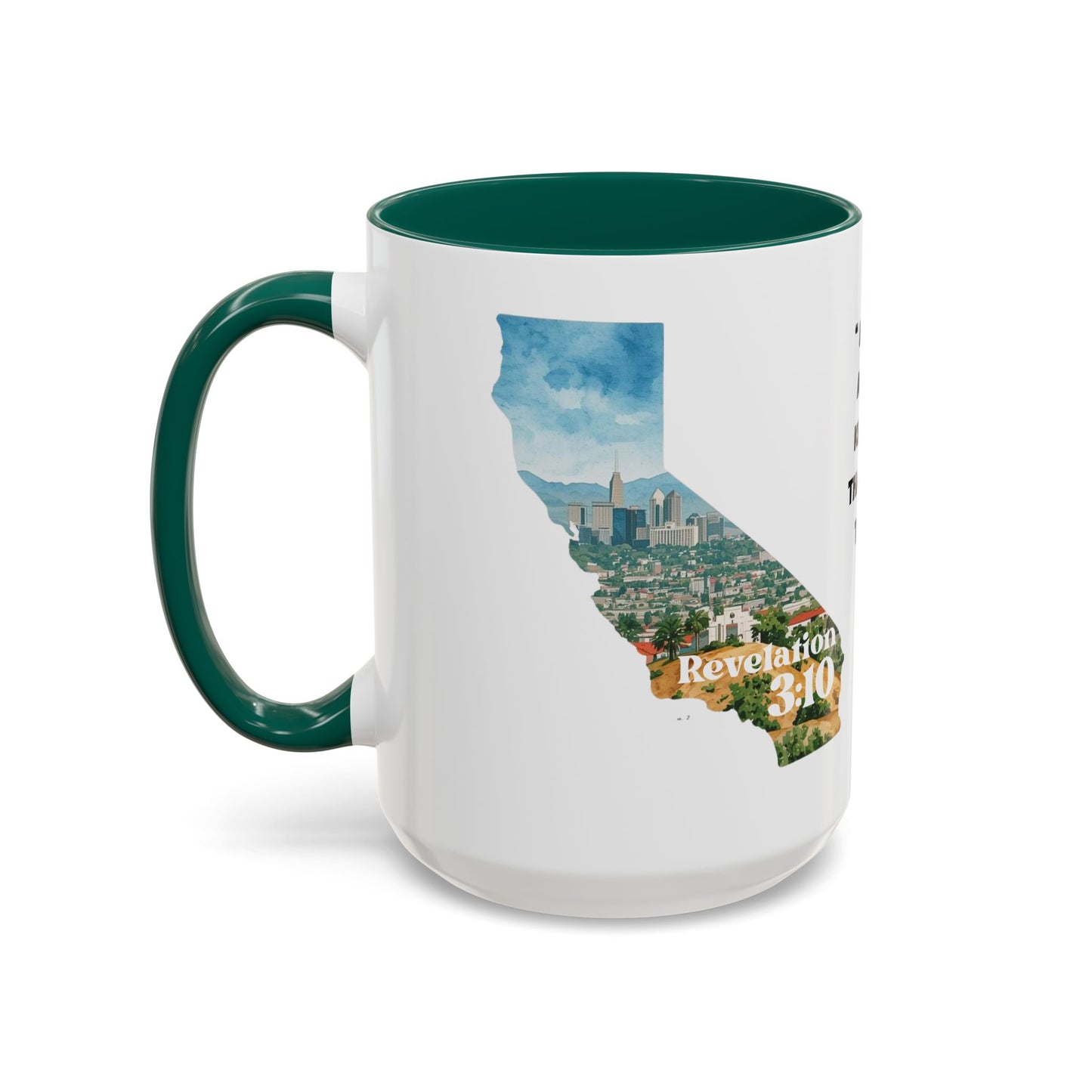Los Angeles CA Area Code Mug, Revelation 3:10