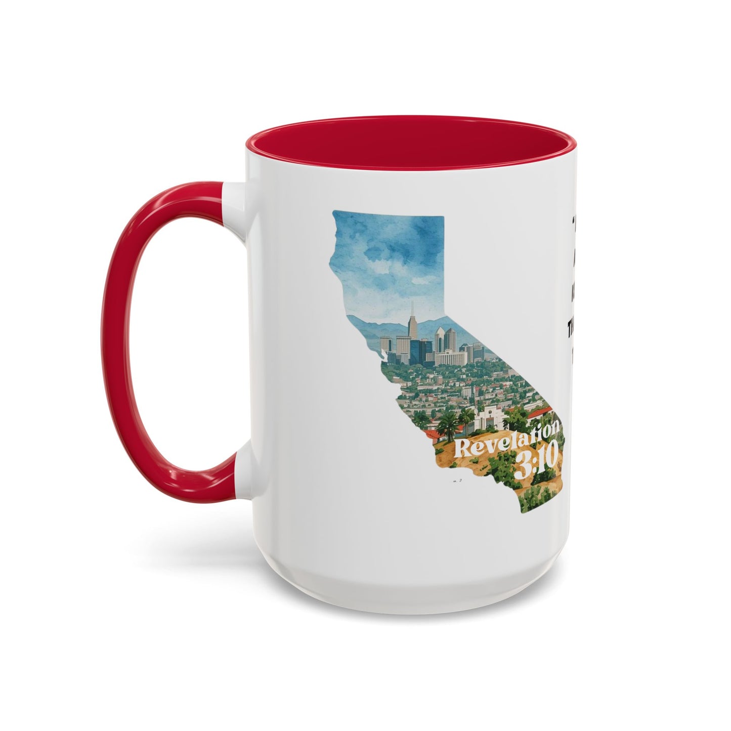 Los Angeles CA Area Code Mug, Revelation 3:10