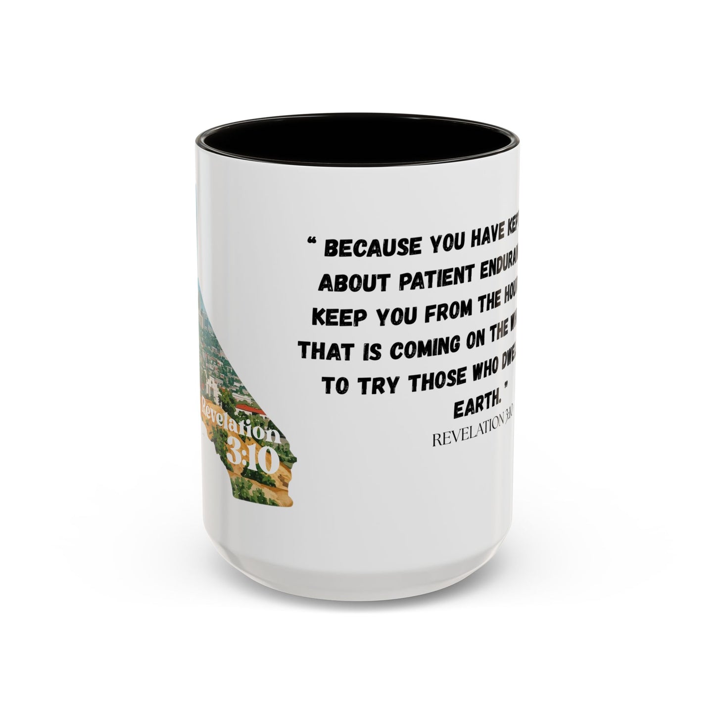 Los Angeles CA Area Code Mug, Revelation 3:10